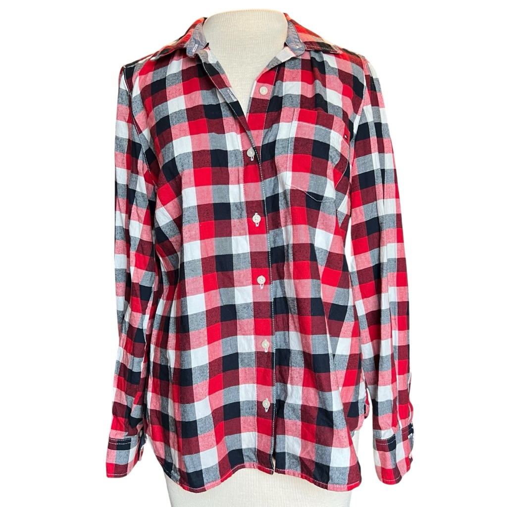 Tommy Hilfiger Women’s Classic Americana Cozy Red Black Plaid Flannel Sz S